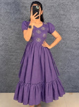 Vichitra silk gown with embroidery work