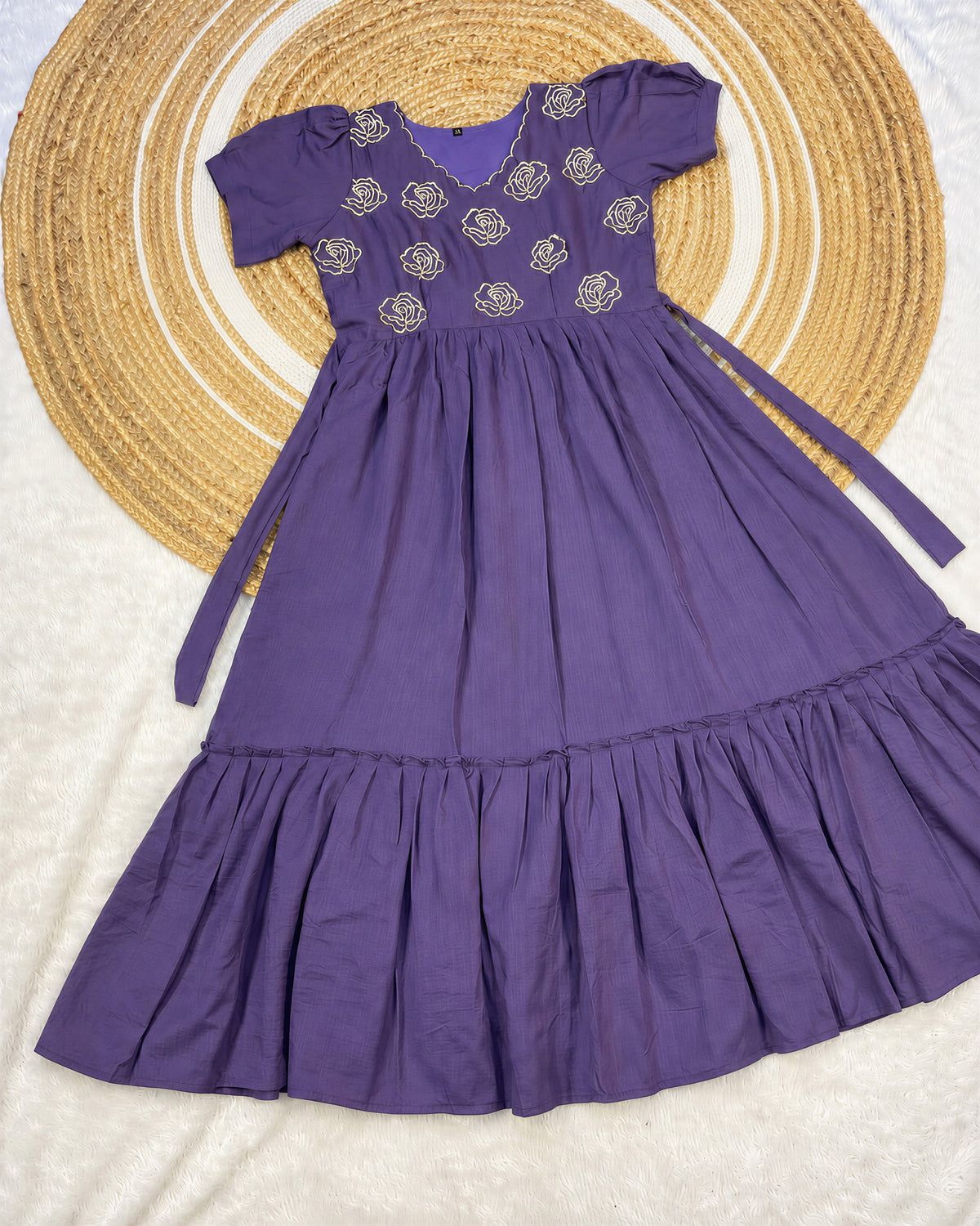 Vichitra silk gown with embroidery work