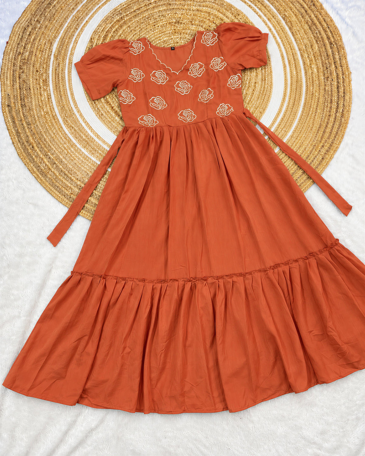 Vichitra silk gown with embroidery work