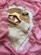 Crunchy Chiffon Saree with Pearl Blouse