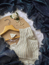 Crunchy Chiffon Saree with Pearl Blouse