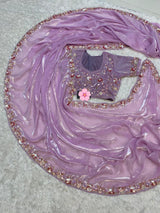 Space Silk Hand Work & Sequins Saree with Cut-Work