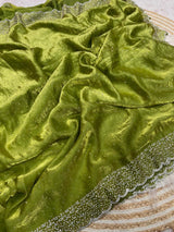 Space Silk Handwork Saree with Siroski Work
