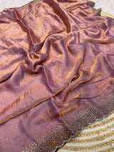 Space Silk Handwork Saree with Siroski Work