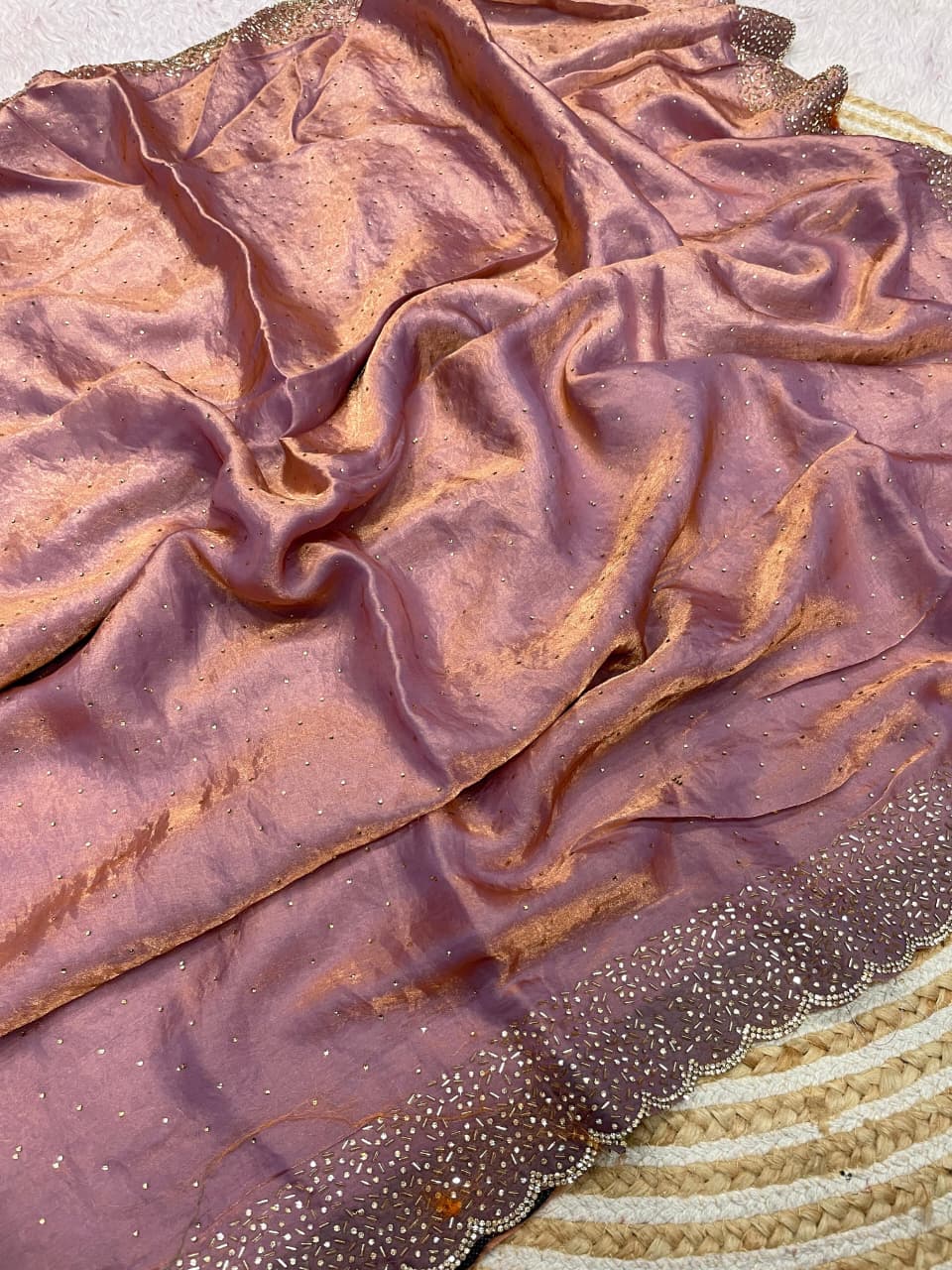 Space Silk Handwork Saree with Siroski Work