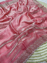 Space Silk Handwork Saree with Siroski Work
