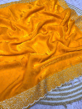 Space Silk Handwork Saree - Mustard