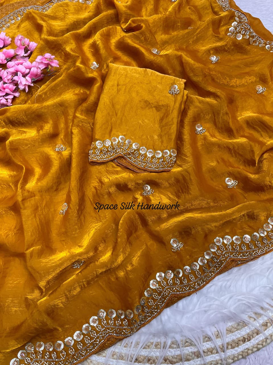 Handwork Space Silk Party Wear Saree