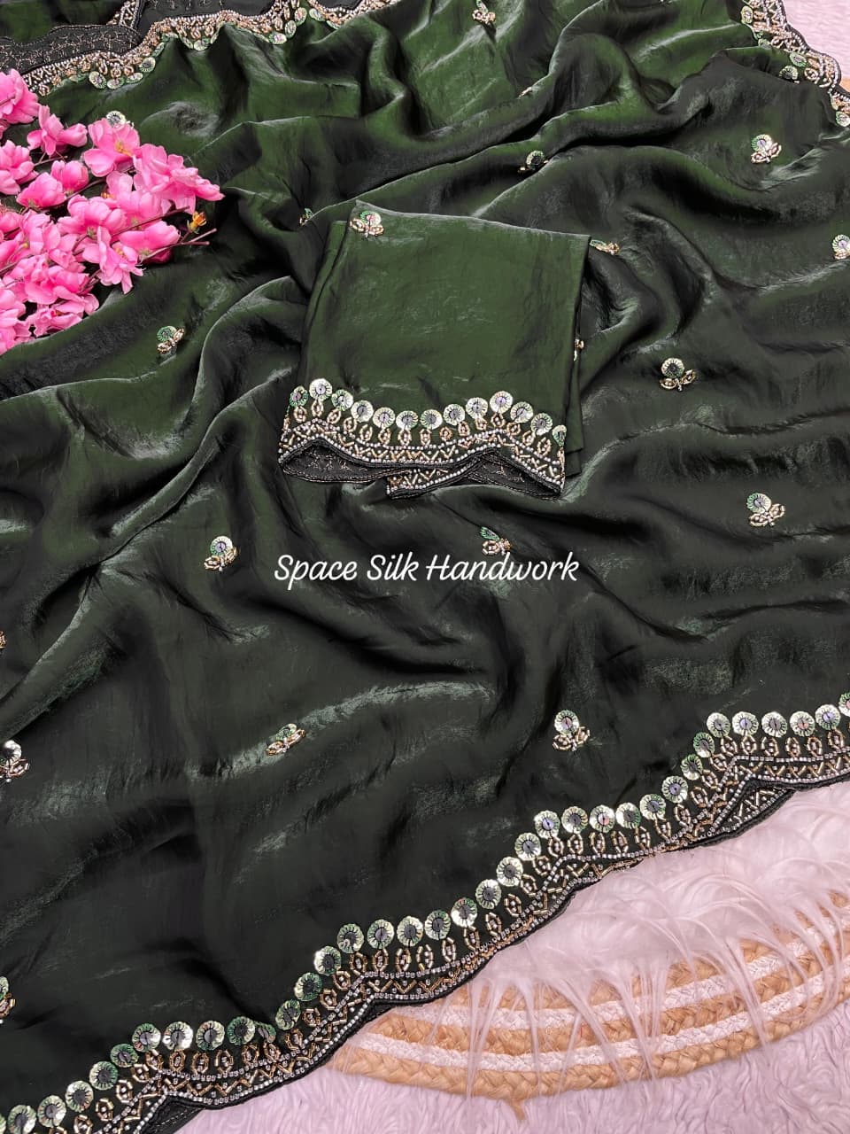 Handwork Space Silk Party Wear Saree