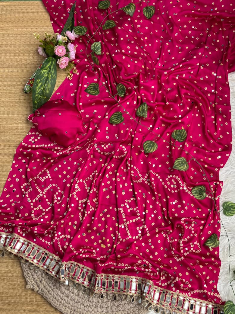 Ajrakh Bandini Crepe Silk Saree