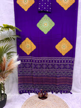 Japan Satin Saree with Real Mirror Work - Purple
