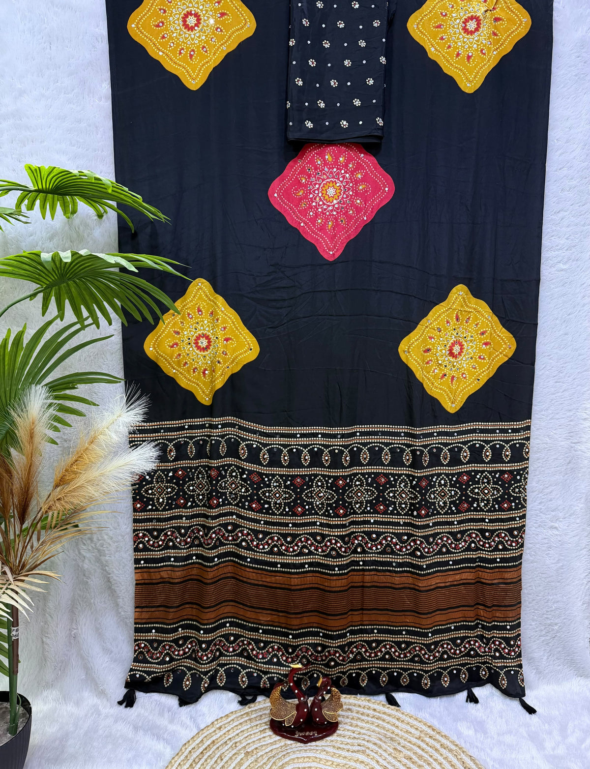 Japan Satin Saree with Real Mirror Work