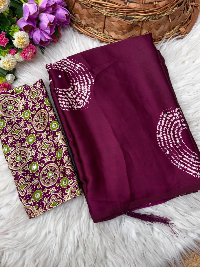 Ajrakh Mirror Work Saree