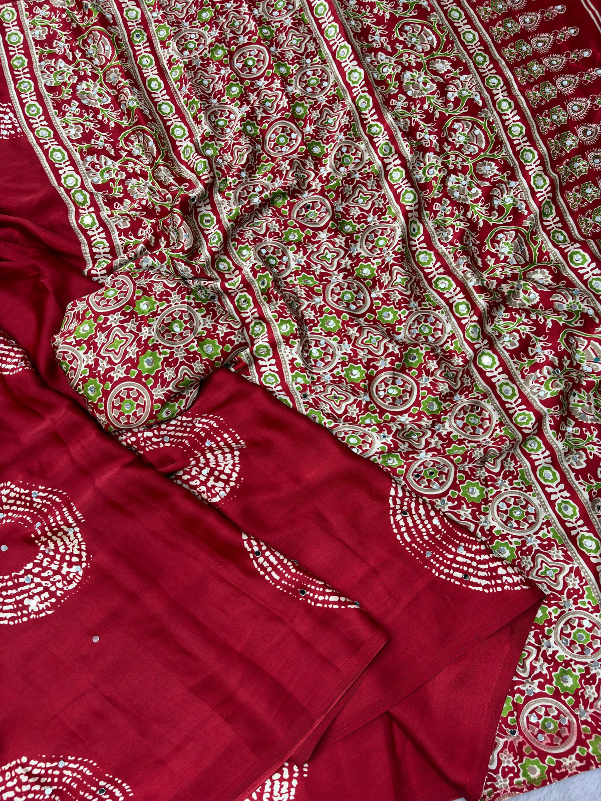 Ajrakh Mirror Work Saree