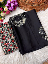 Ajrakh Mirror Work Saree