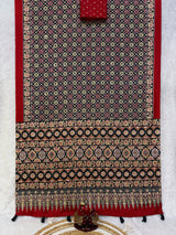 Ajrakh Mirror Work Saree with Real Mirror Work