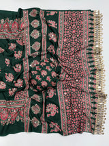 Ajrakh Mirror Saree with Mirror Patta
