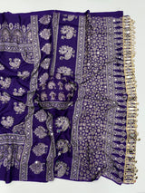 Ajrakh Mirror Saree with Mirror Patta