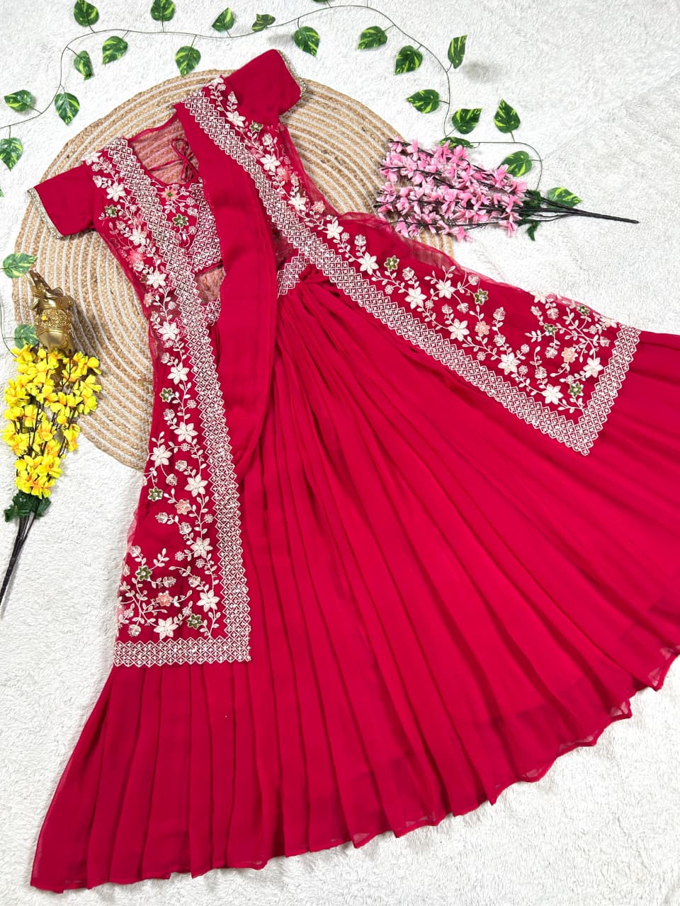 1 Minute Half Saree with Coat