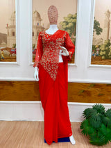 1 Minute Ready To Wear Saree - Premium Faux Georgette - Red