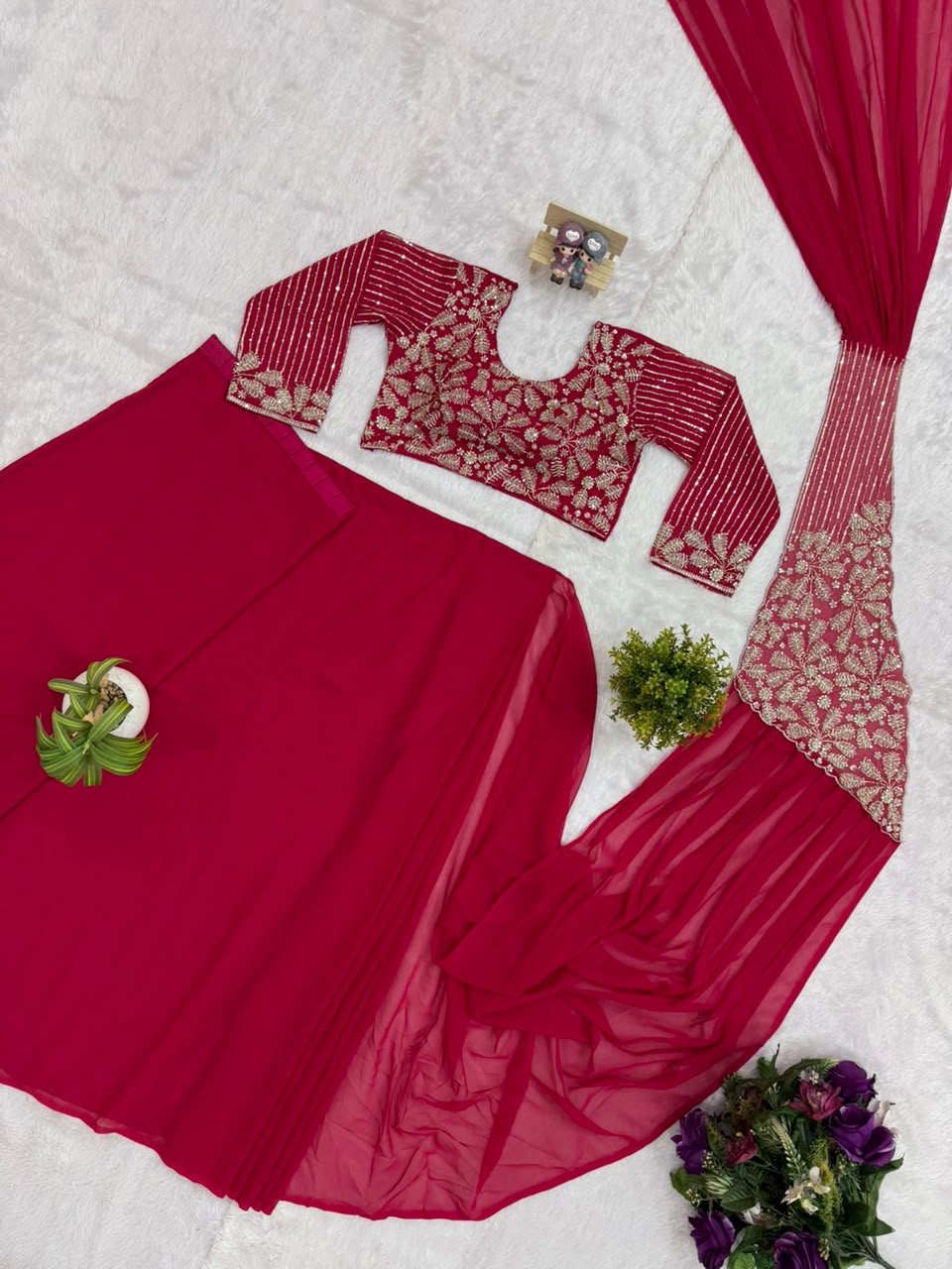 1 Minute Ready To Wear Saree - Premium Faux Georgette