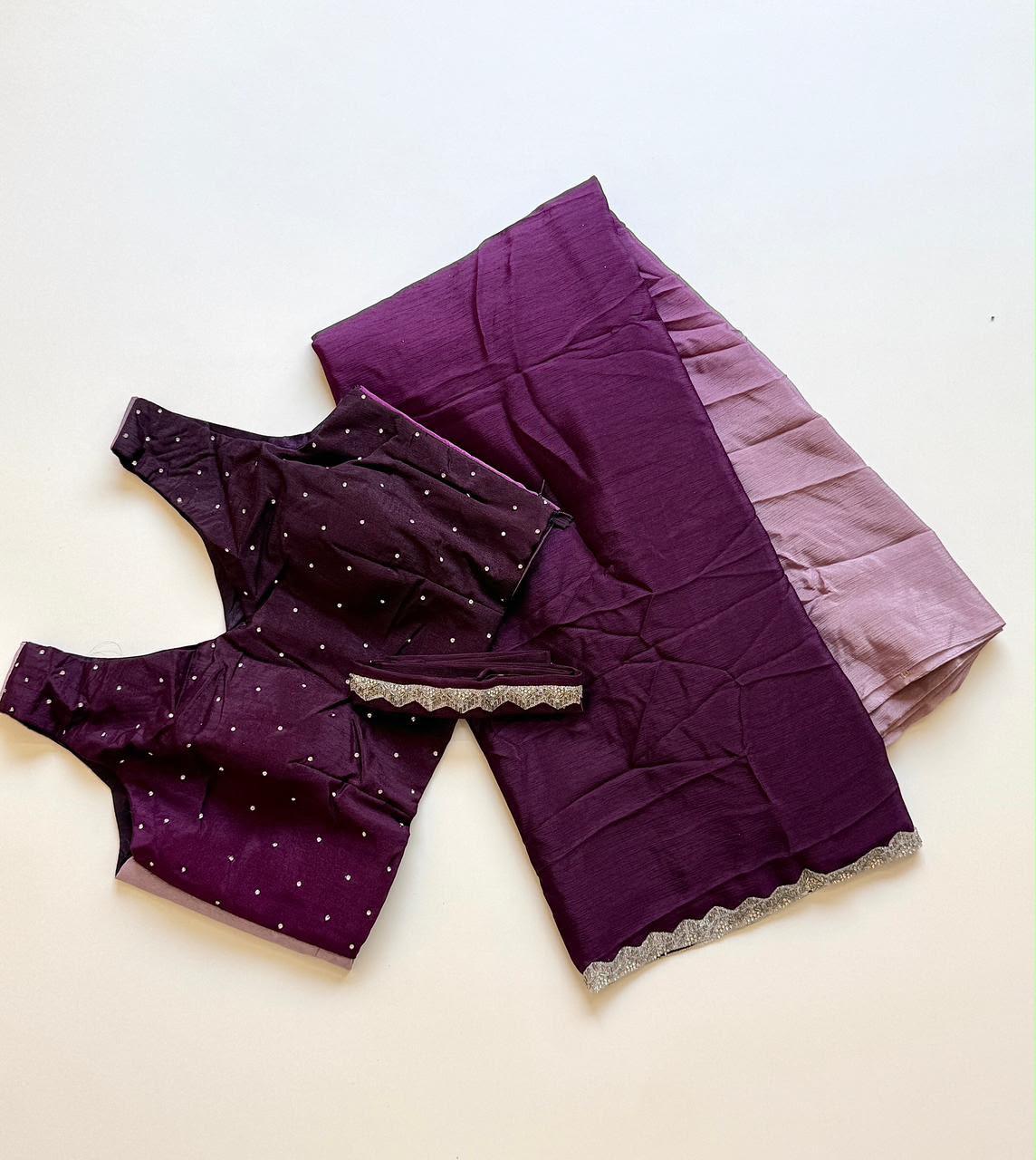 1 Minute Saree - Soft Pedding Chinon with Zardoshi Border