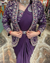 1 Minute Saree - Heavy Satin with Jalpari Jacket - Purple