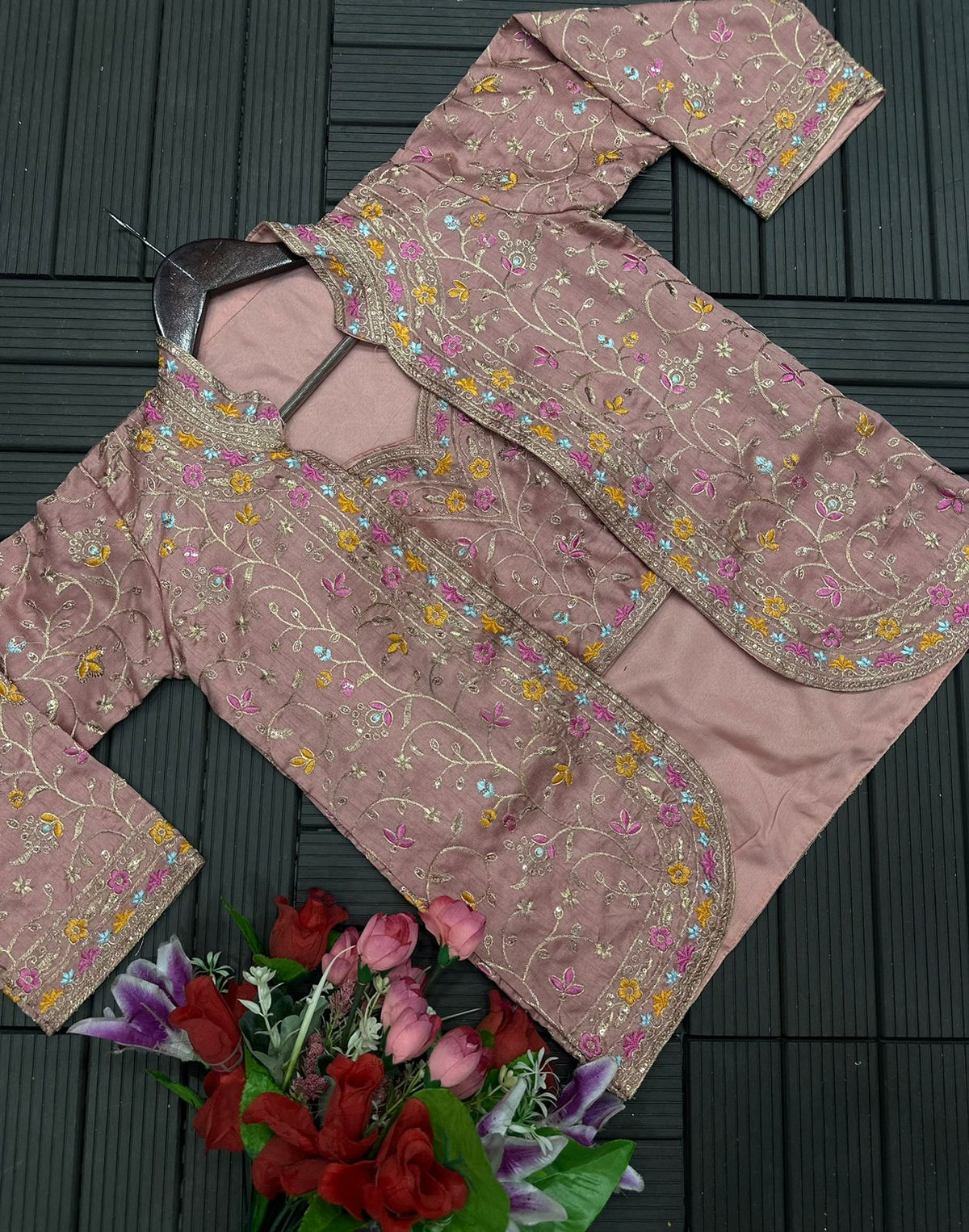 1 Minute Saree - Heavy Satin with Jalpari Jacket