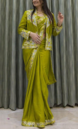 1 Minute Saree with Coat - Heavy Crep