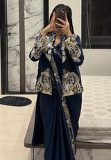 1 Minute Saree with Coat - Heavy Crep