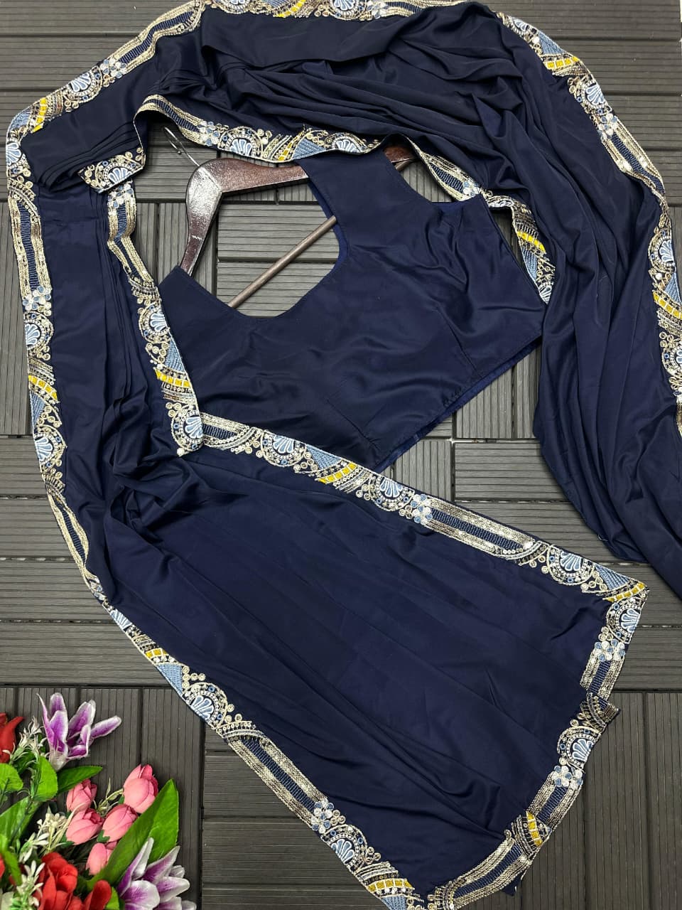 1 Minute Saree with Coat - Heavy Crep