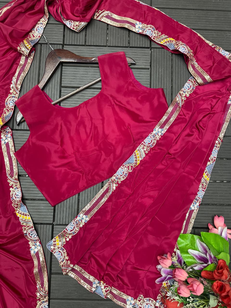 1 Minute Saree with Coat - Heavy Crep