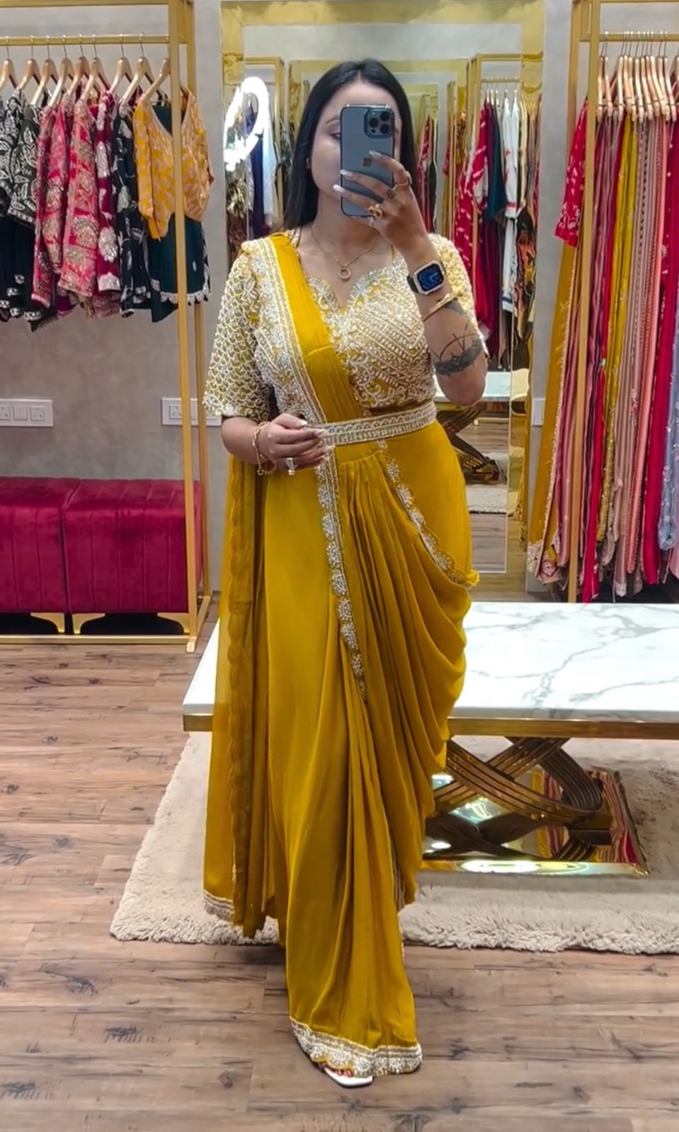 1 Min Saree - Heavy Chinon