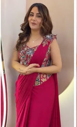 1 Minute Saree - Heavy Crep - Pink Magenta
