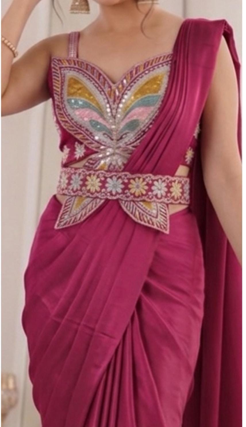 1 Minute Sarees - Heavy Chinon