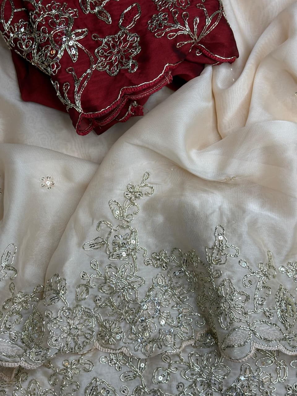 Rashmika Inspired Off-White Silk Saree