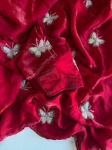 Space Silk Saree With Fancy Bead butterfly
