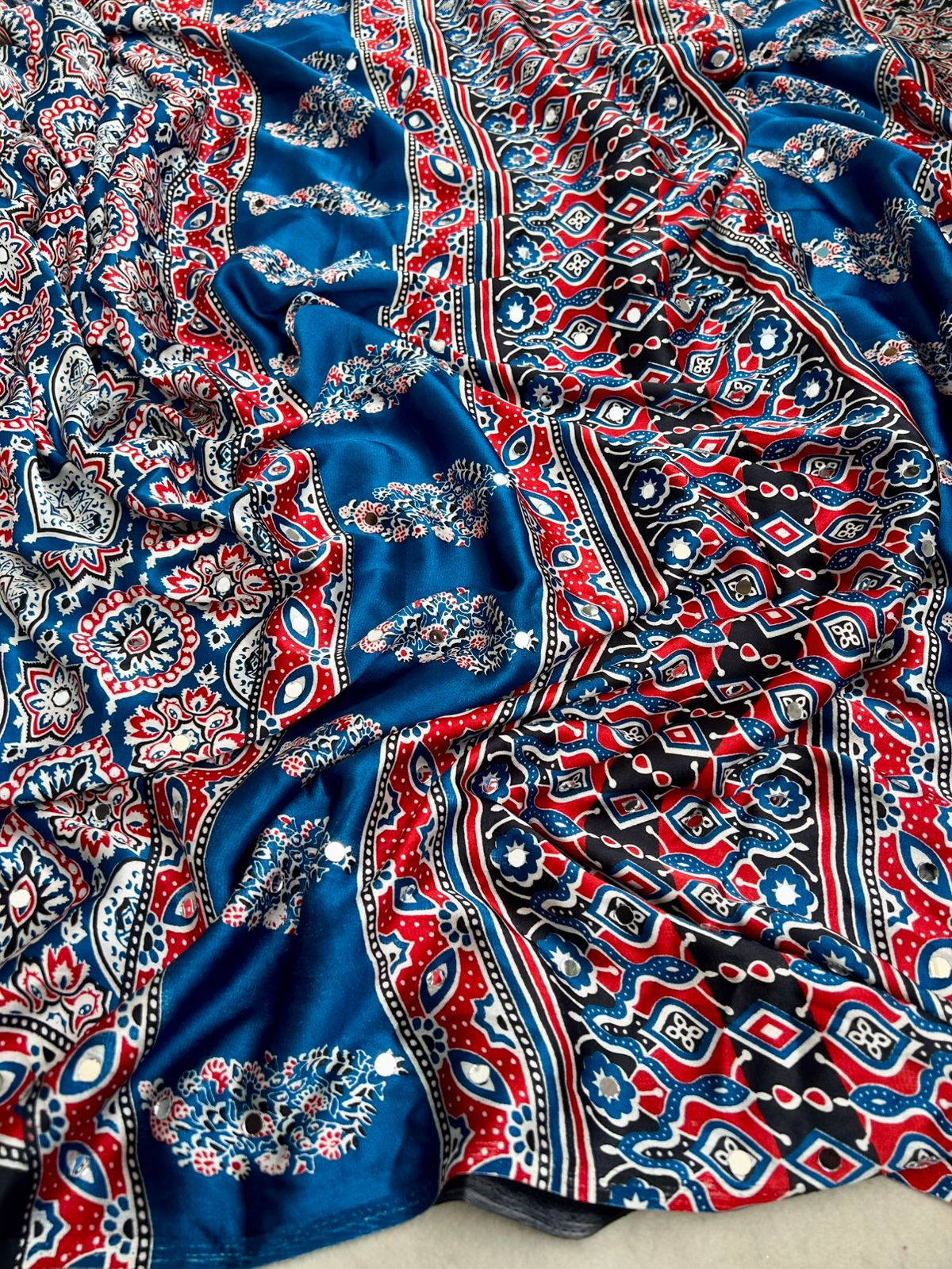 AJRAKH MIRROR saree