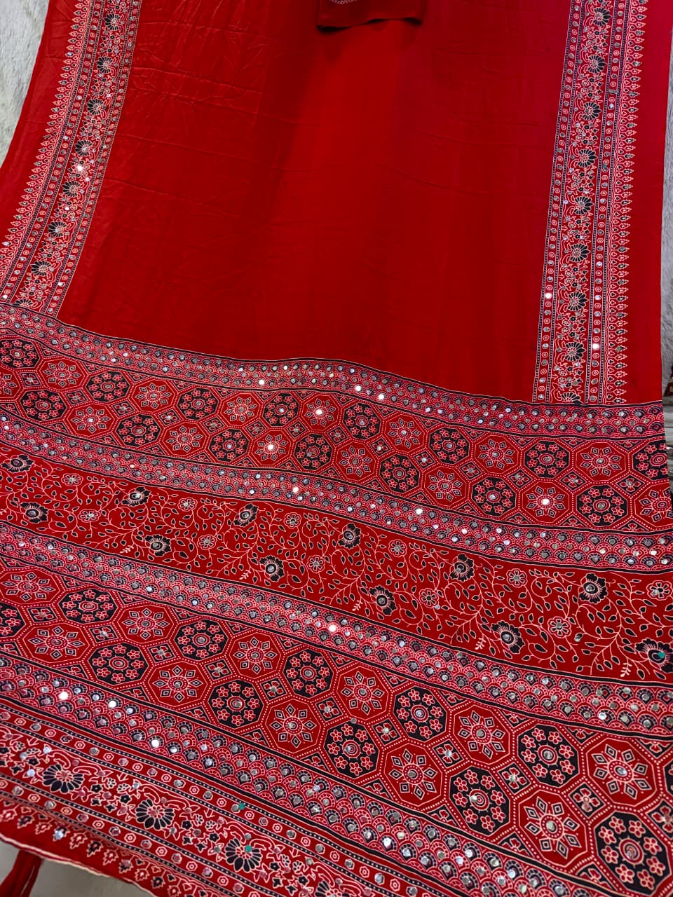 AJRAKH MIRROR saree new design