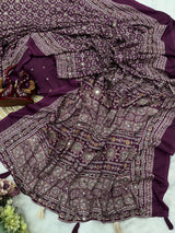 Ajrakh mirror saree