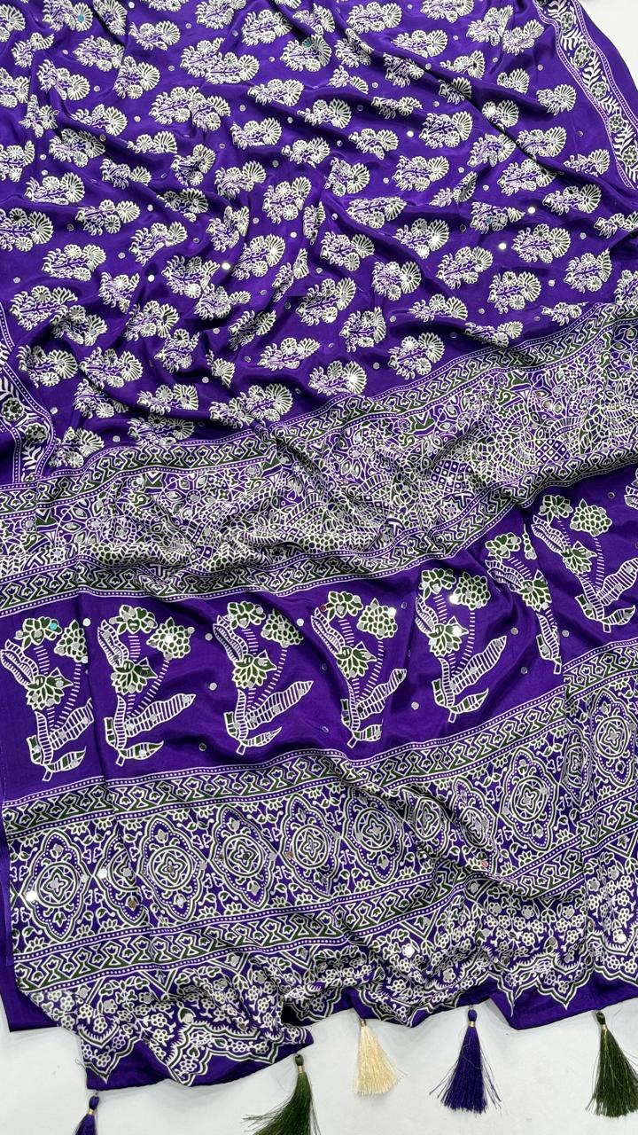 AJRAKH MIRROR sareeWith 3000 mirror all over saree