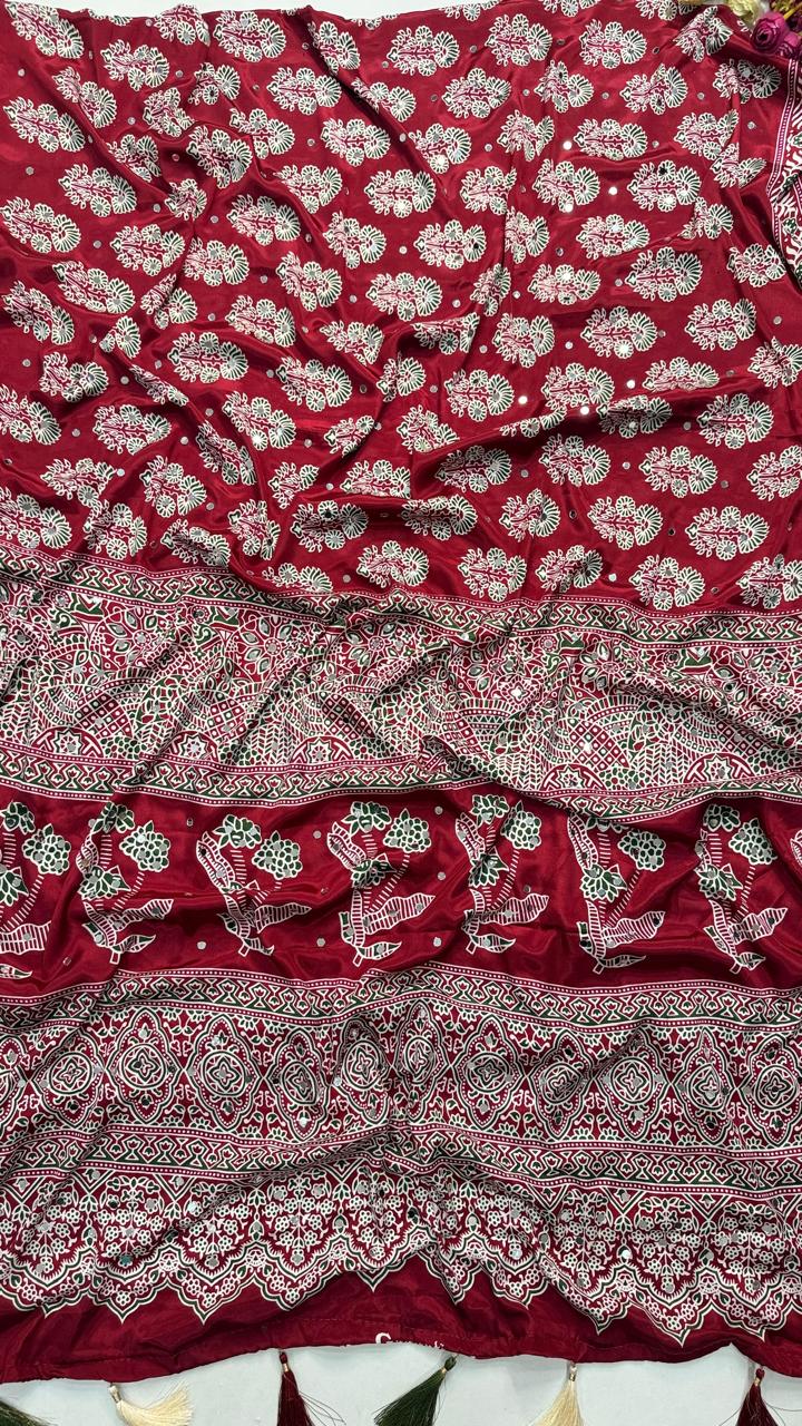 AJRAKH MIRROR sareeWith 3000 mirror all over saree