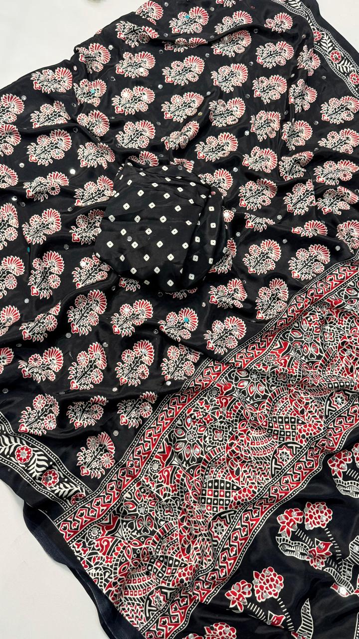 AJRAKH MIRROR sareeWith 3000 mirror all over saree