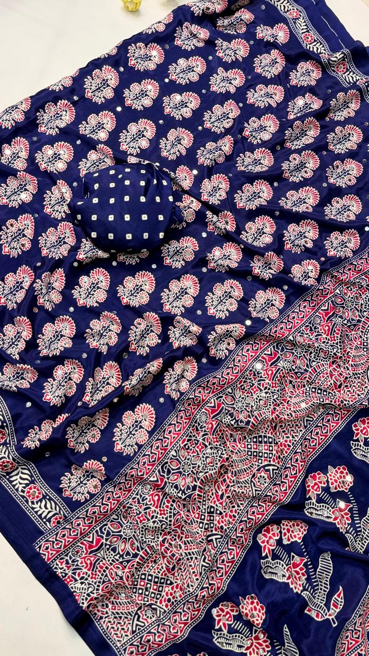 AJRAKH MIRROR sareeWith 3000 mirror all over saree