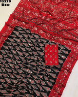 Crepe Silk with Ajrakh Mirror saree