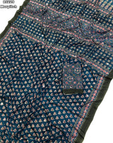 Crepe Silk with Ajrakh Mirror saree