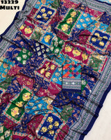 Crepe Silk with Ajrakh Mirror saree