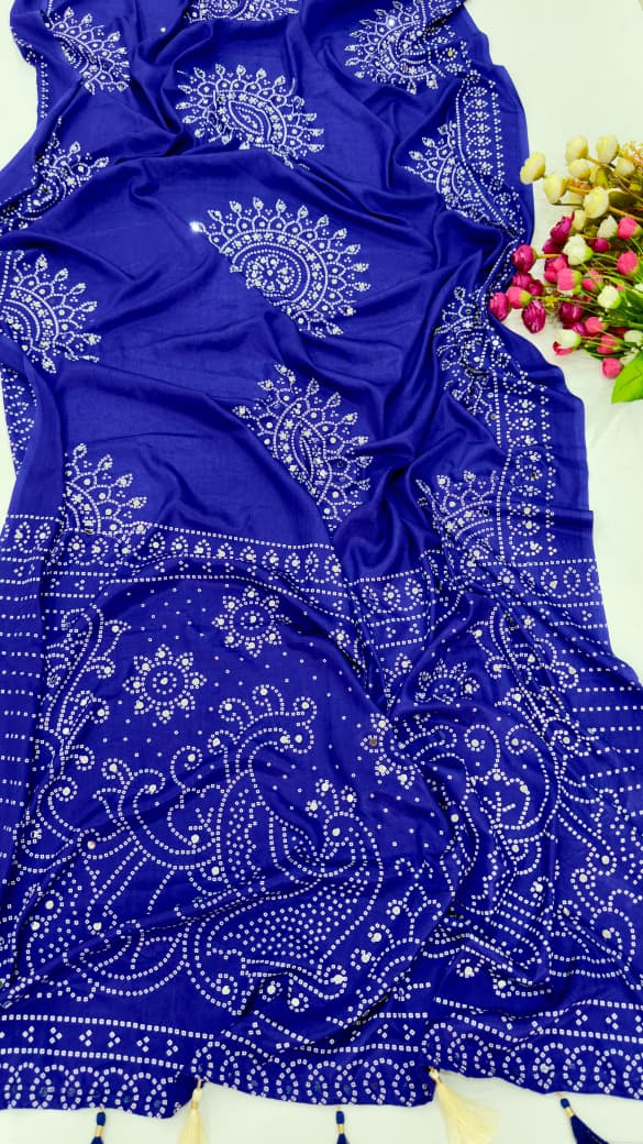 AJRAKH MIRROR saree with mirror all over