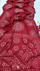 AJRAKH MIRROR saree with mirror all over
