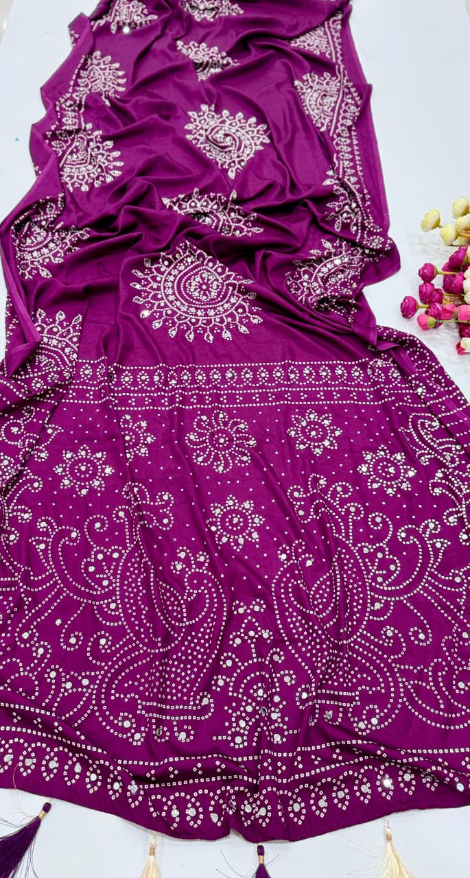 AJRAKH MIRROR saree with mirror all over